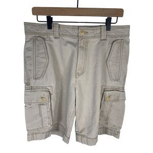 Tommy Hilfiger Mens Beige Cargo Shorts Size 32 100% Cotton Multiple Pockets